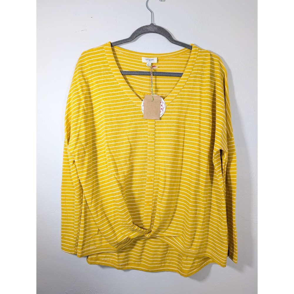 Umgee Yellow White Stripe Top Size Medium New‎